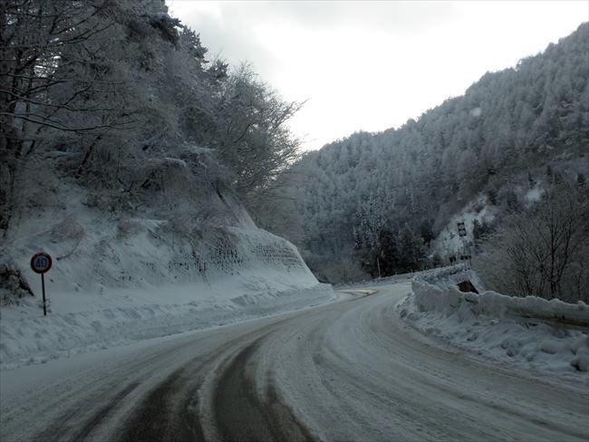 雪道（日本で撮影）